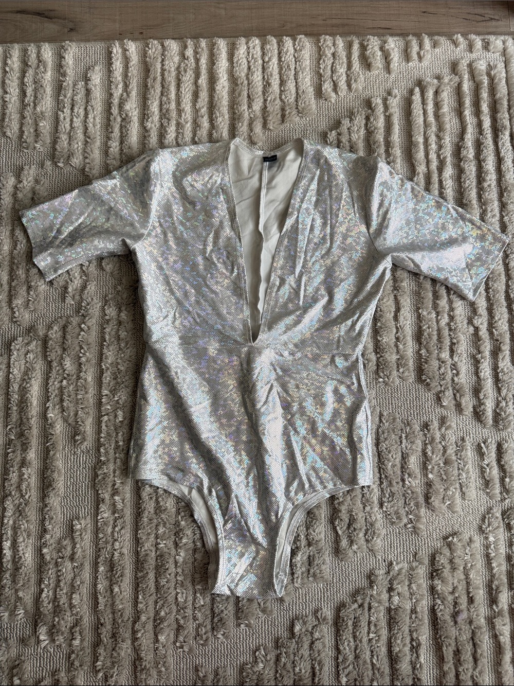 Silver Holographic One-Piece Bodysuit